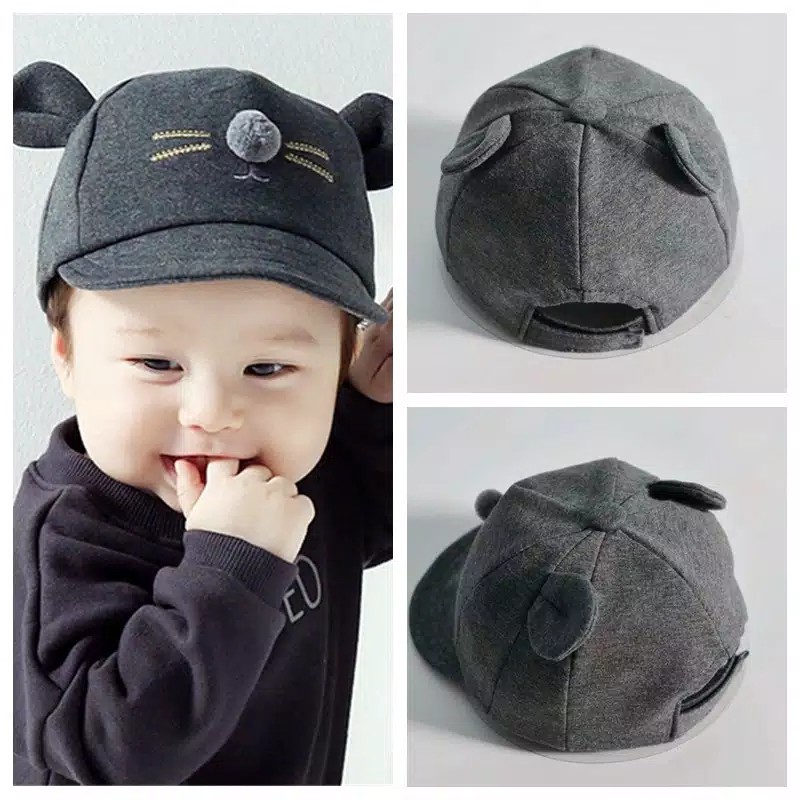 IMPORT Topi Baseball Motif Kucing Little Mouse 3D Bayi dan Anak