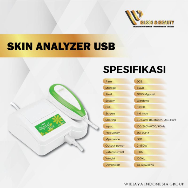 Alat Kecantikan Skin Analyzer USB Portable Analisis Scanner Green Digital