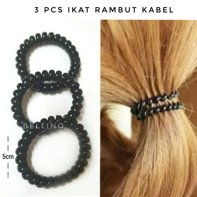 3Pcs Ikat Rambut Elastis Karet Bentuk Spiral Karet Rambut Cewek Kabel Tebal Murah Ukuran 5cm