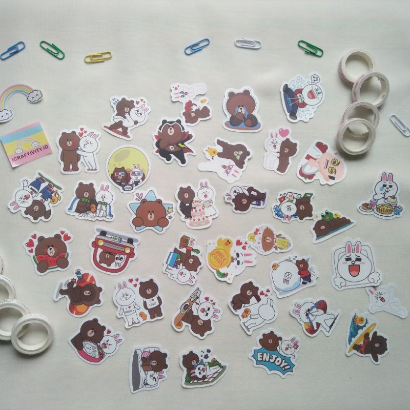 

Sticker Deco /Sticker Jurnal/ DIY Journaling/ Brown and Cony Line