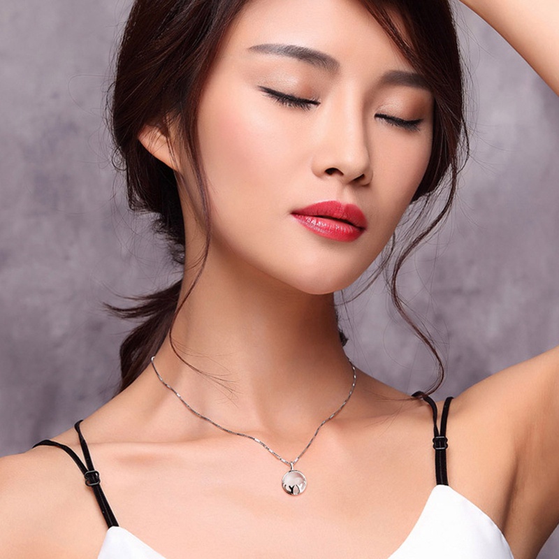 Moonstone Crystal Antlers Necklace For Women Round White Opal Girls Sweet Clavicle Chain Pendant Necklaces 925 Jewelry Wholesale