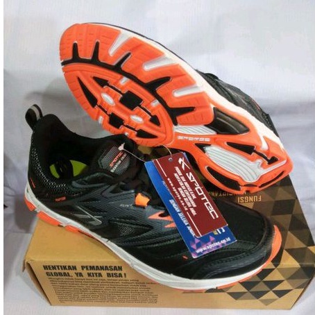 sepatu olahraga lari pria Spotec raptor original hitam/orange sepatu running