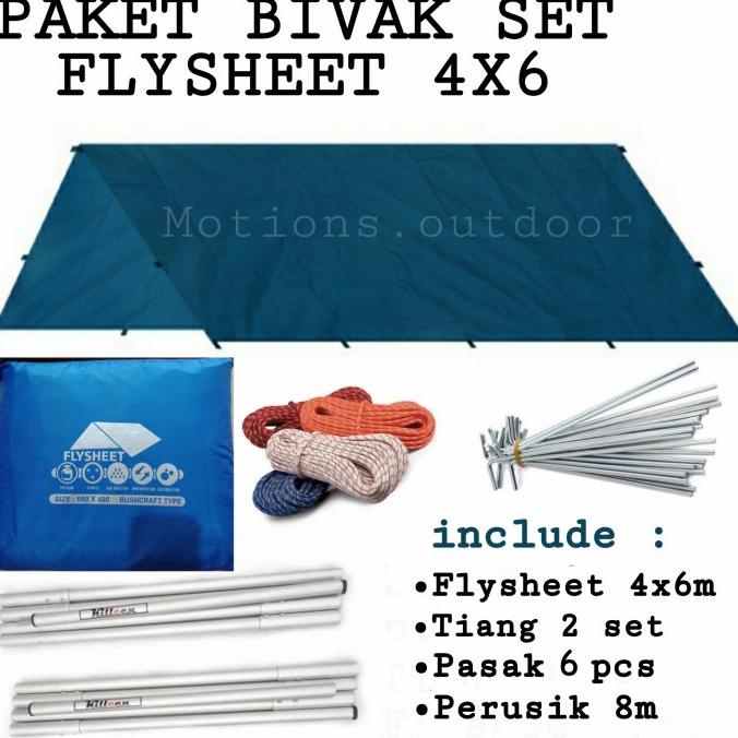paket flysheet bivak set shelter 4x6 camping outdoor