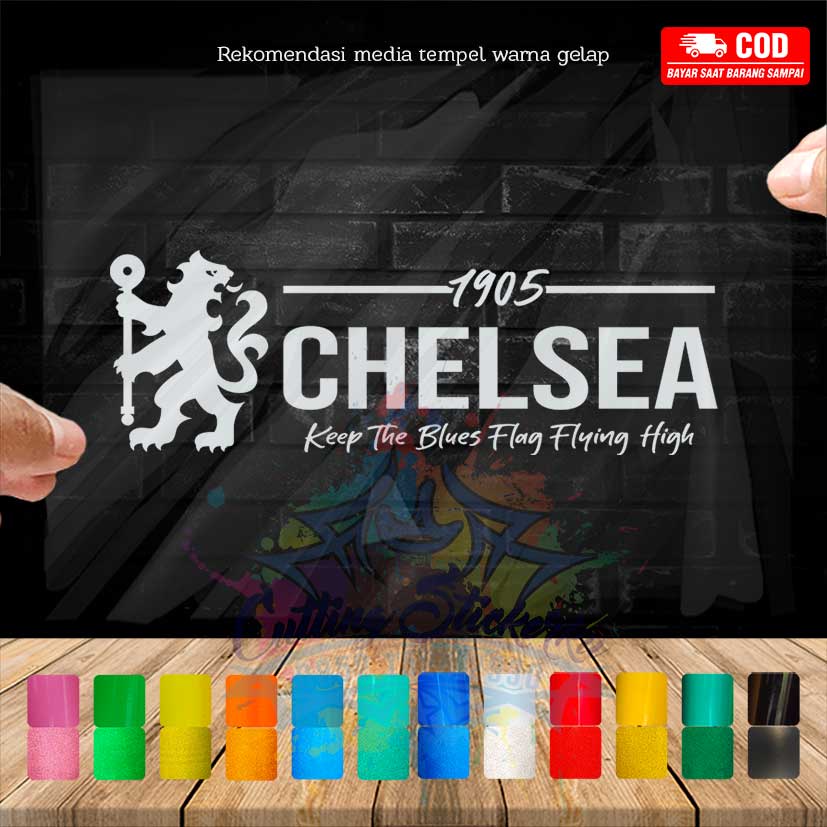 Cutting Stiker Chelsea 1905 Variasi Motor Mobil Sticker Timbul Keren Nyala Dasbor Spakbor Visor Body Kaca Helm Laptop Hologram Reflective Tahan Air Bodi Samping Scoopy Vario Beat NMAX PCX Vespa Aesthetic Club Premier League The Blues Windshield Bola