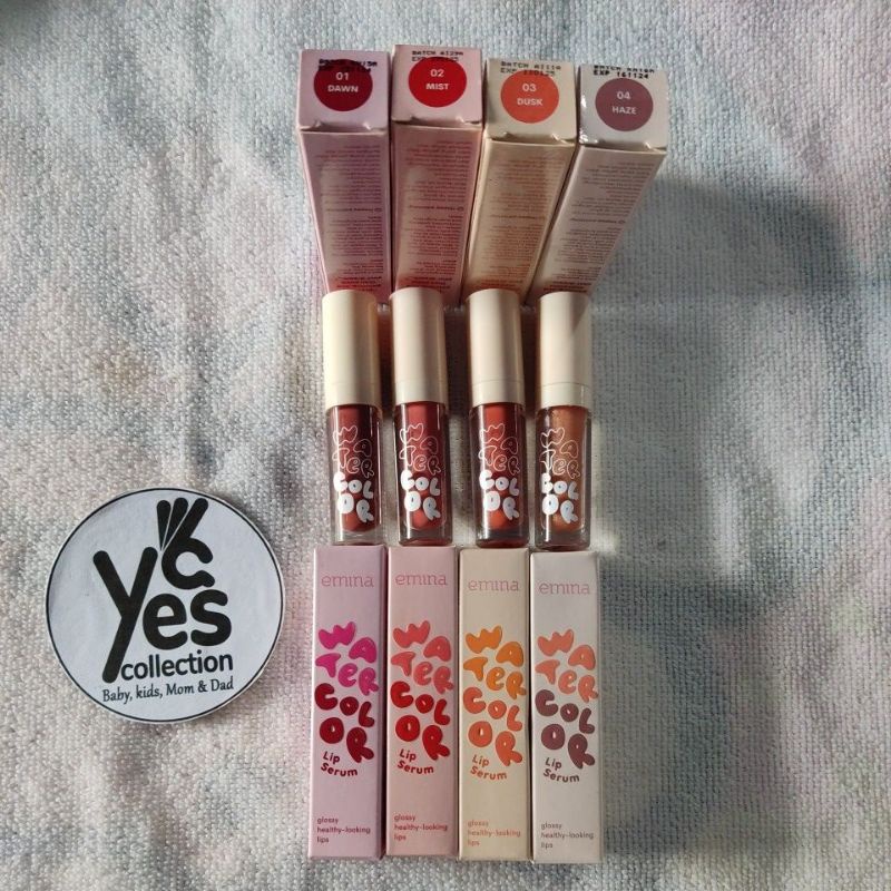 Emina Lip Serum Water Color Glossy healthy looking 01 Dawn 02 Mist 03 Dusk 04 Haze lips cream bibir remaja anak