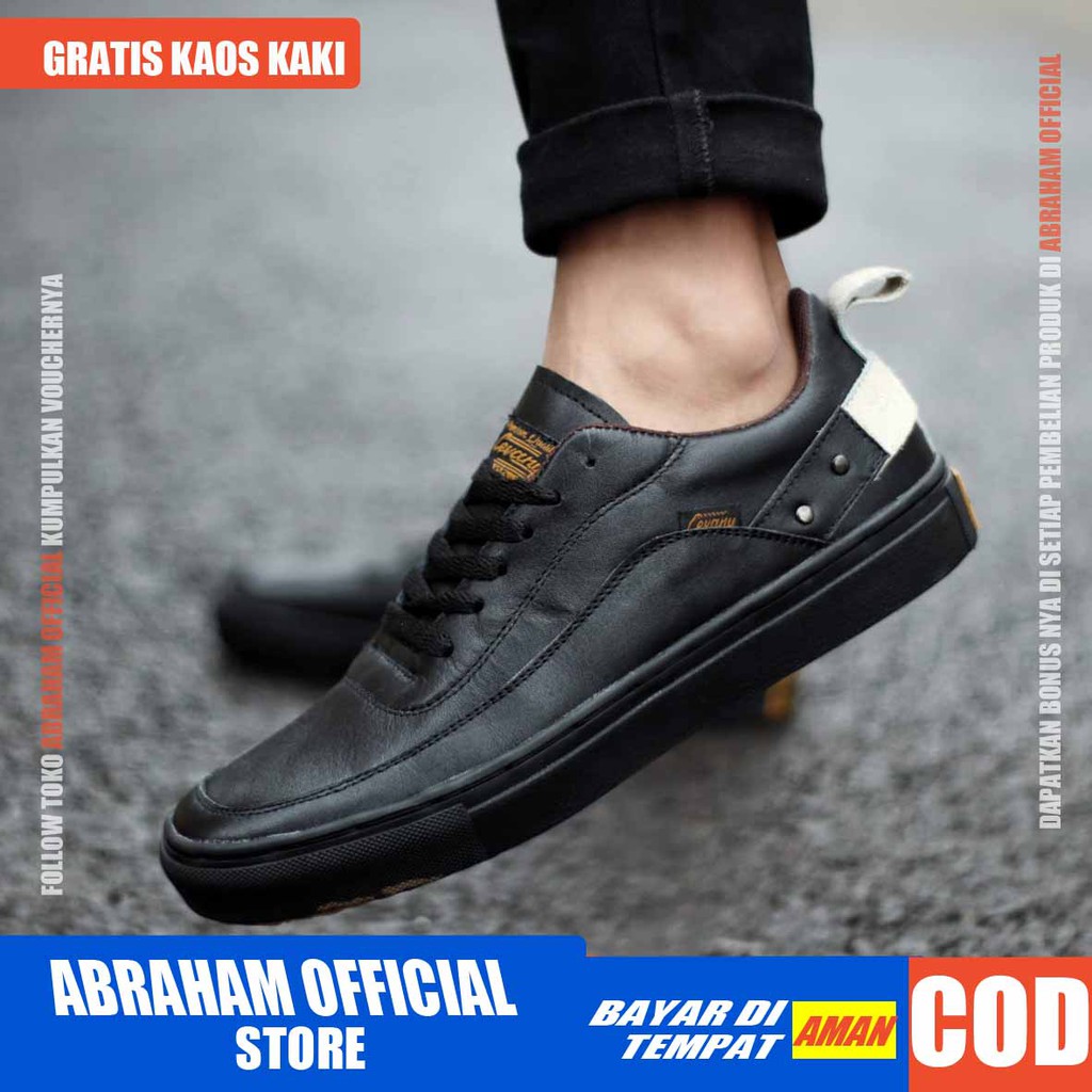 ABRAHAM Sepatu Sneakers Kulit Asli Kerja Pria