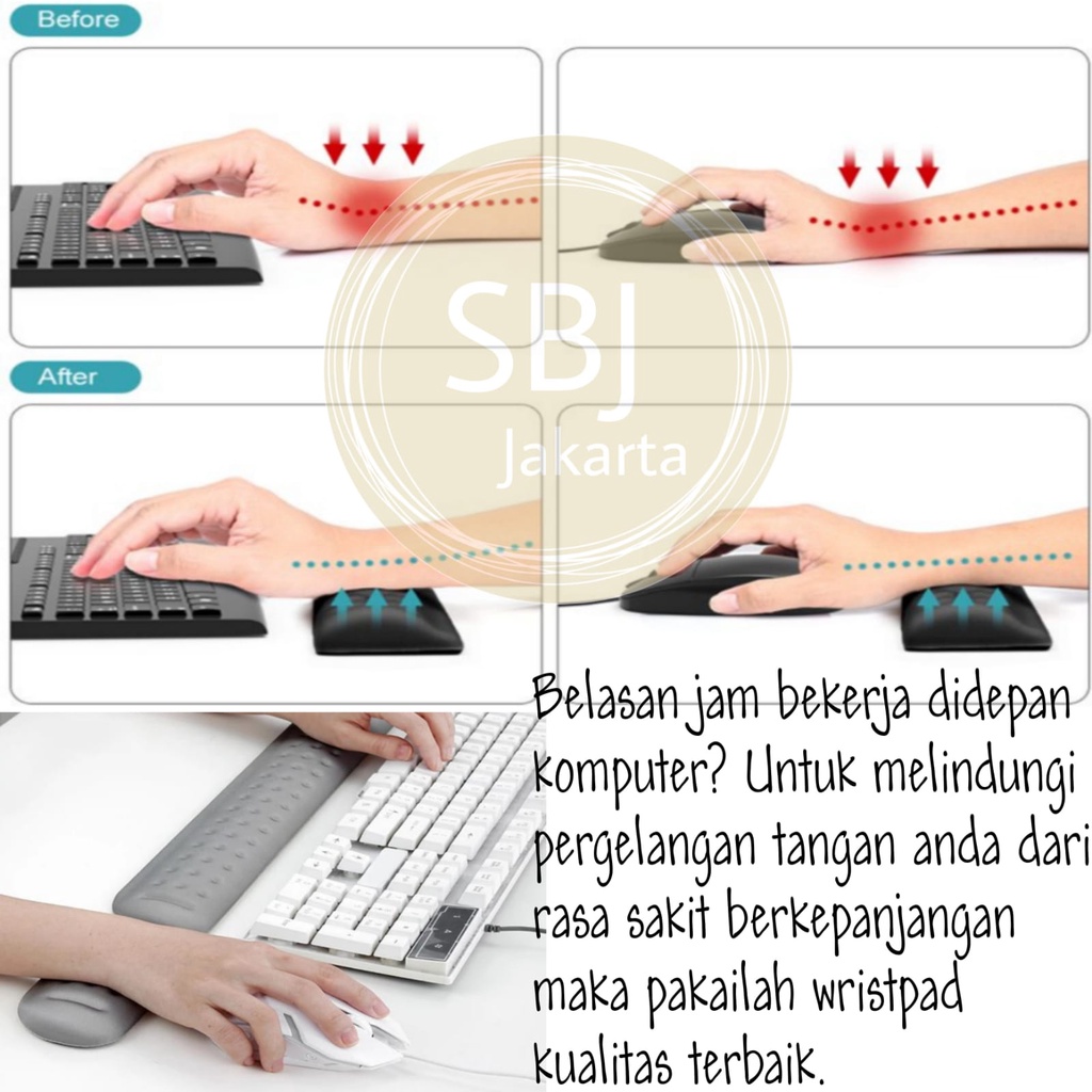 Baona Wrist Pad Memory Foam Keyboard Mouse / Wrist Rest Pad Baona Memory Foam Kualitas Premium