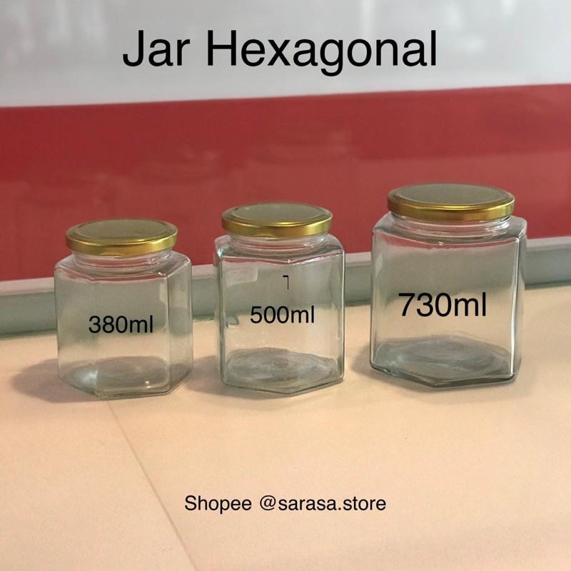 GROSIR Jar Toples kaca hexagonal gold tempat wadah kue grosir glass