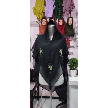 KHIMAR CERUTY 2 LAYER SULAM PITA ORI BY FALS| KHIMAR SYAR'I CERUTY WARNA HITAM| HIJAB CERUTY TERBARU