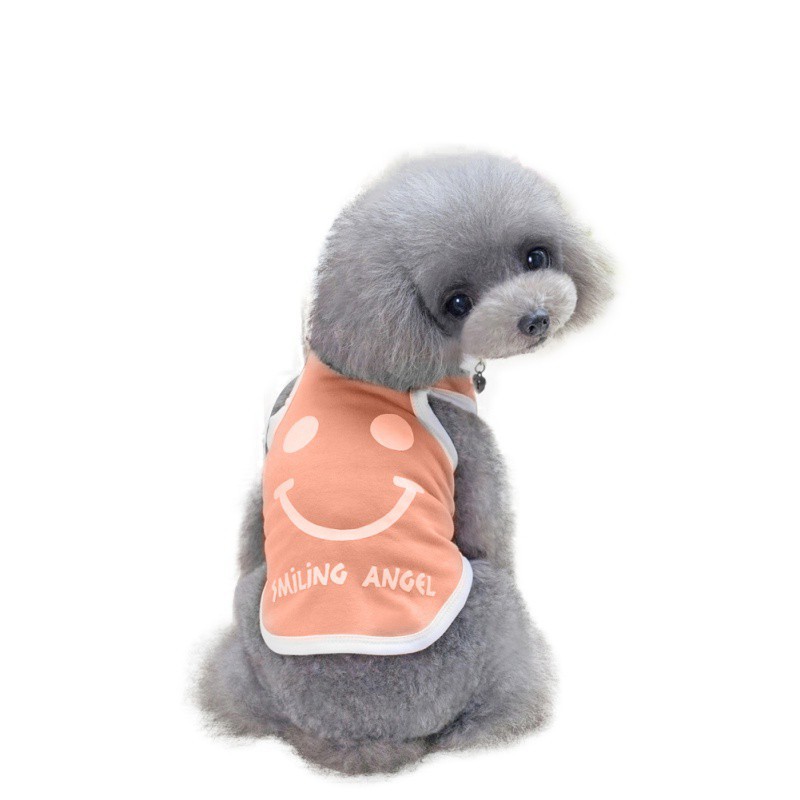 Kaos T Shirt Anjing Round Neck Motif Print Wajah Tersenyum