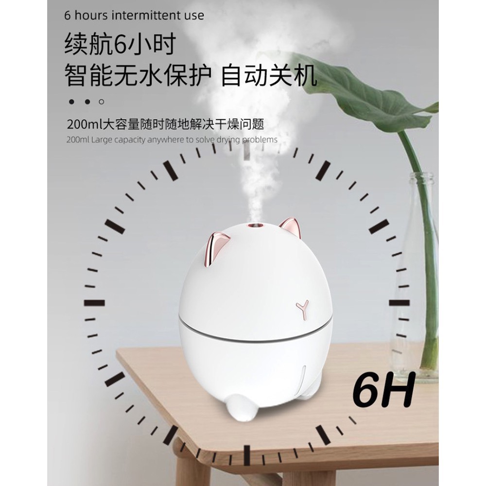 Taffware Dudu Cat Ultrasonic Air Humidifier Aromatherapy Night Light 200Ml Humi Ddm-1 White Medan