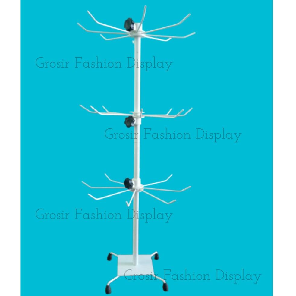 Gantungan  Display Aksesories Putar 3 Tingkat Besar Ram Putar Rak Putar Susun 3-BH L9H7