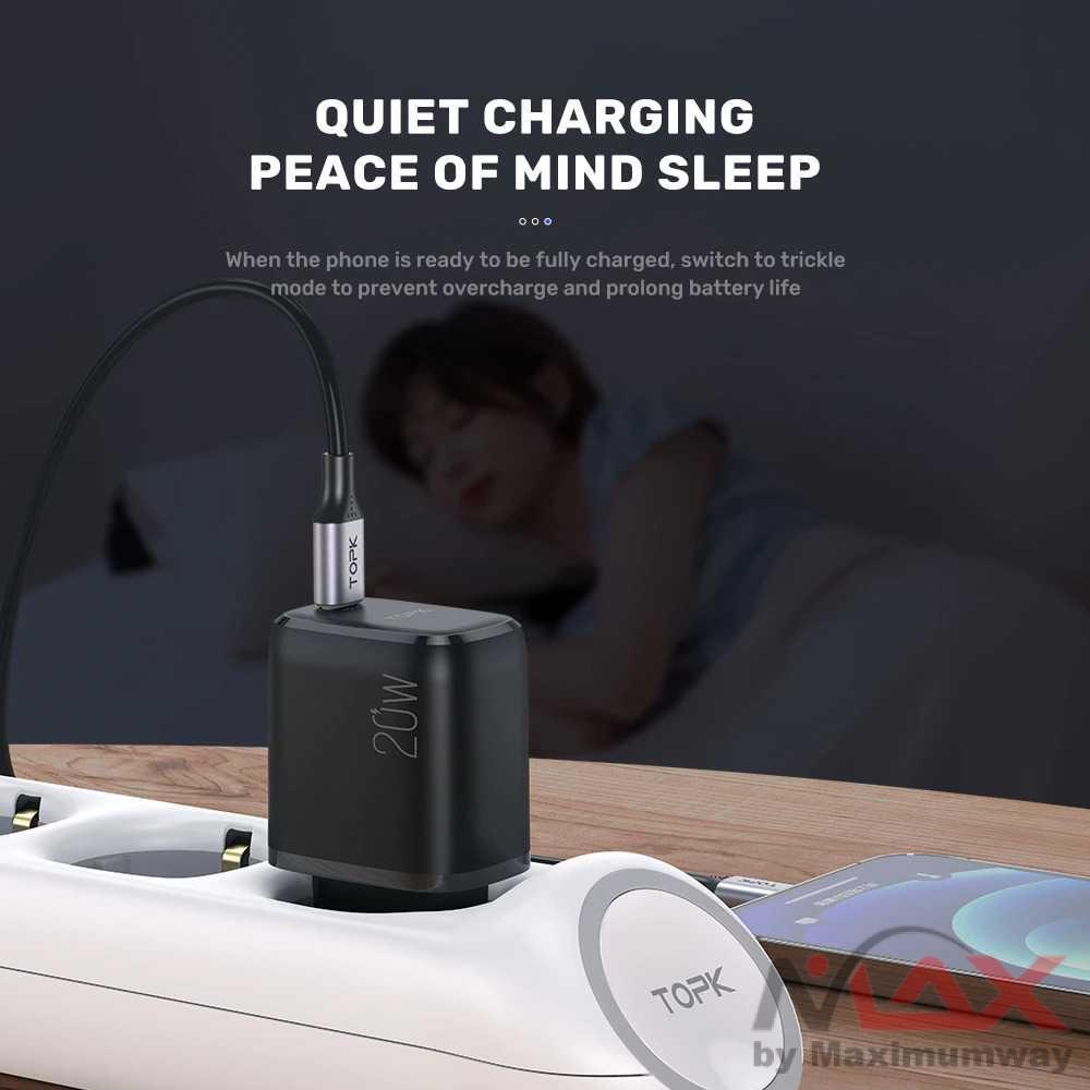 TOPK Charger USB Type C PD QC3.0 2 Port 20W - B210P Warna Putih TOPK B210P 20W Quick Charge 3.0 USB Type C PD Charger For iPhone 12 Pro Max Xiaomi USB C Fast Charging Travel Wall Phone Charger