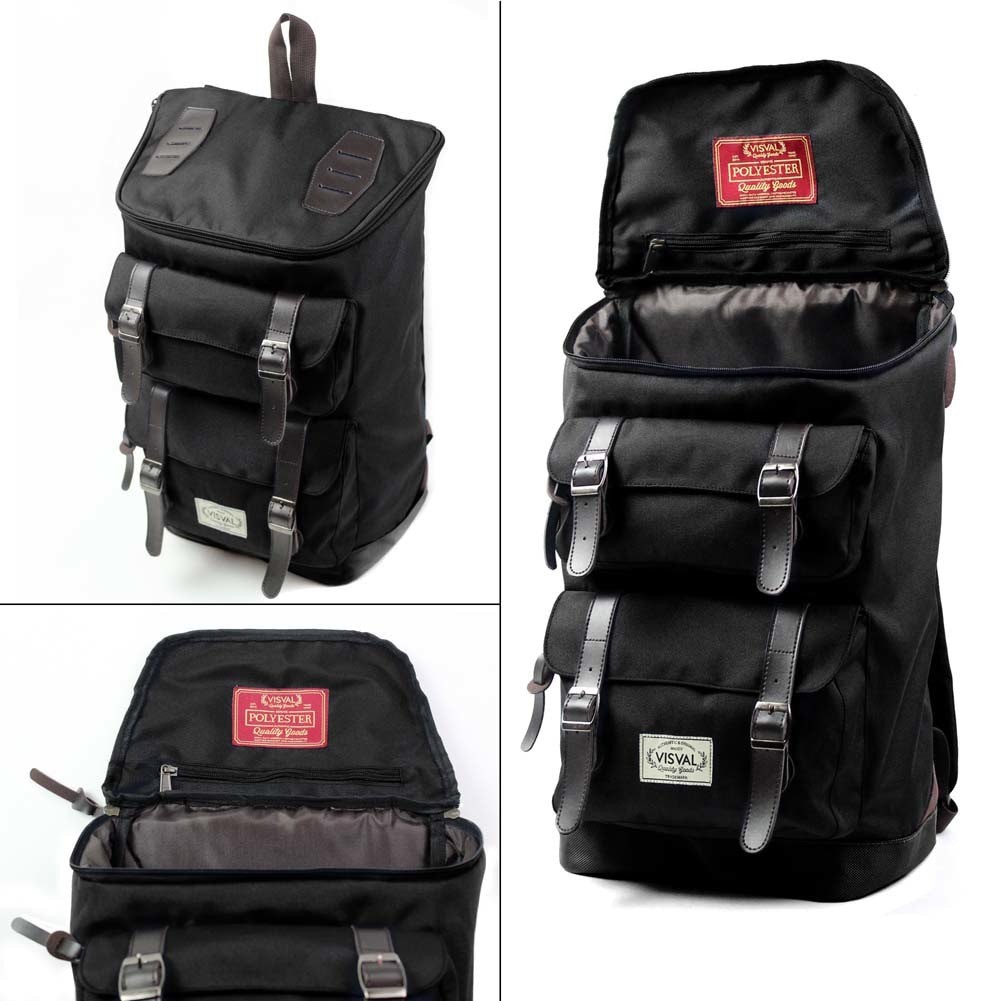 EXLUSIVE Visval Majestic black Obandung Tas Punggung Laptop Hitam