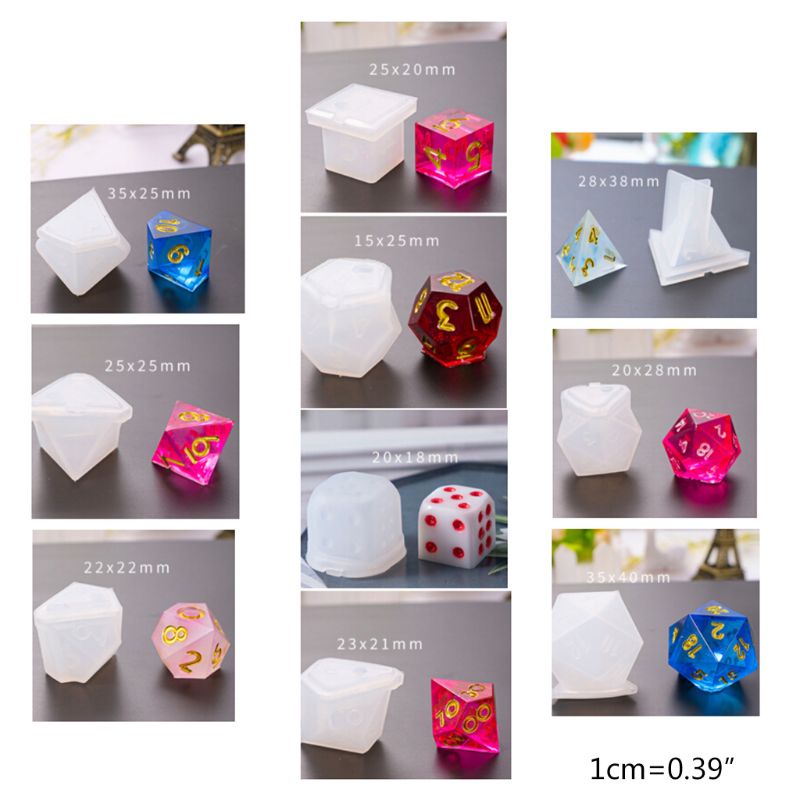 SIY  10 Pcs/Set New Transparent Silicone Mold Decorative Crafts UV Resin DIY Dice Mould Epoxy Molds Jewelry Making Moulds Sets