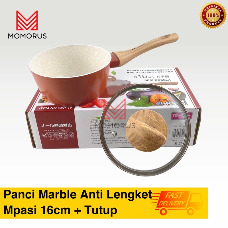 MINOWA 16 CM SAUCE PAN/PANCI PENGGORENGAN WHITE MARBLE INDUKSI ANTI LENGKET Minowa Yoshikawa Panci S