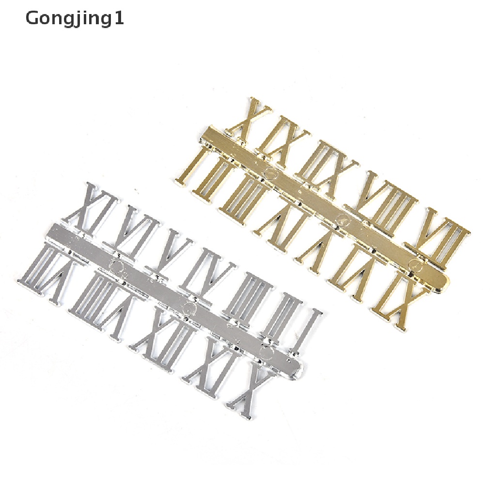 Gongjing 1 Set Stiker Angka Romawi Warna Emas Metalik Ukuran 10mm