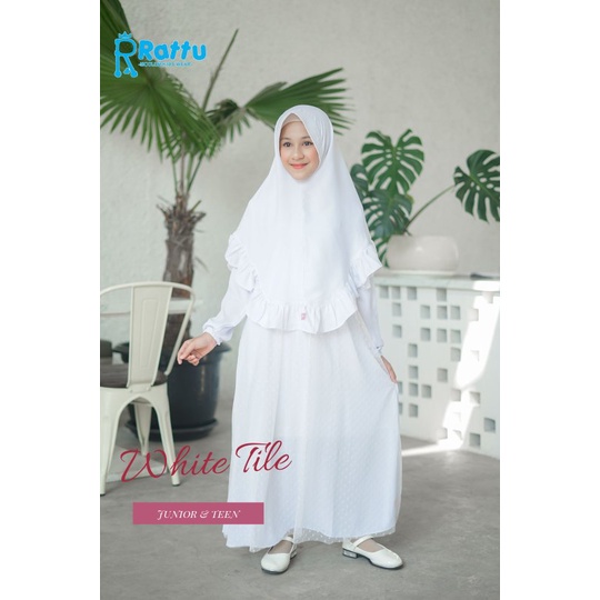 Gamis putih Gamis manasik gamis anak putih gamis manasik haji gamis tille putih usia 6-12 th white T