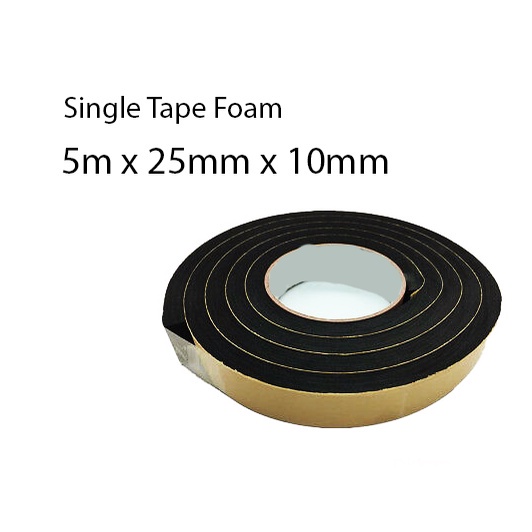 Penutup Celah Pintu - Bantalan Pelindung - Single Tape Foam Perekat Satu Sisi 5 M x 25 mm x 10 mm