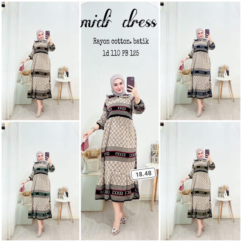 Midi Dress GUCCI Rayon Premium Gamis Busui Friendly Daster Murah Daster Kekinian Daster Remaja Daste