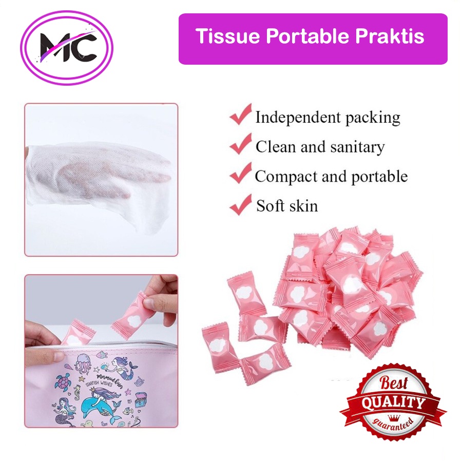 Handuk Mini Tissue Portable Travelling Travel Model Permen Magic Kompress Towel Murah Praktis