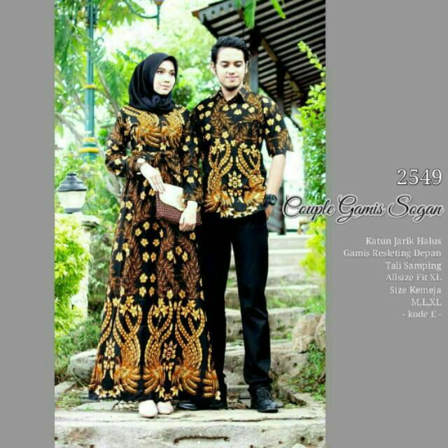 Mall Grosir Sarimbit Couple Batik Gamis Sogan Kawung Wayang Klasik Diskon  M L XL XXL XXL Jumbo
