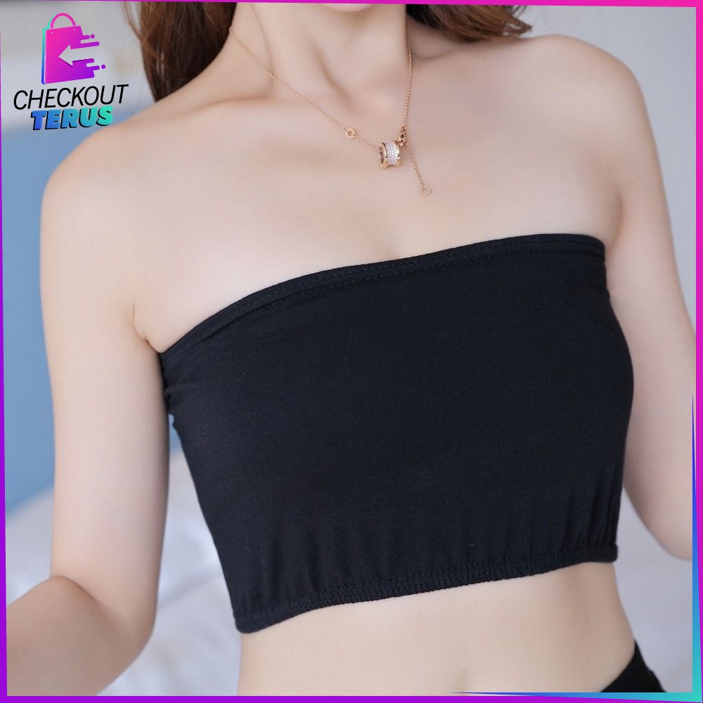 CT P125 Pakaian Dalam Wanita Bra Crop Tanpa Busa Fashion Import Bra Wanita Model Kemben Tanpa Tali Anti Slip