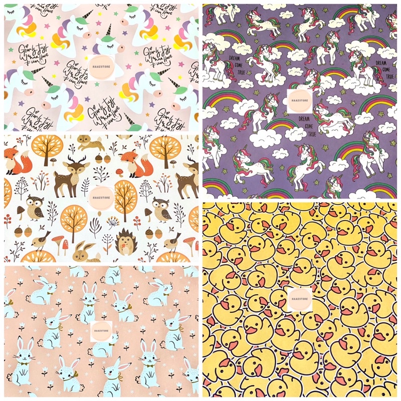 

KERTAS KADO DOFF 1 LEMBAR MOTIF ANIMALS UNICORN BEBEK KELINCI MOTIF DEWASA