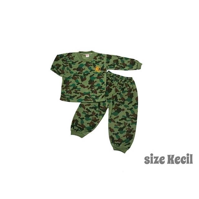 Setelan Baju Lengan Panjang Anak Motif Army/Baju Tidur Anak/Piyama Anak