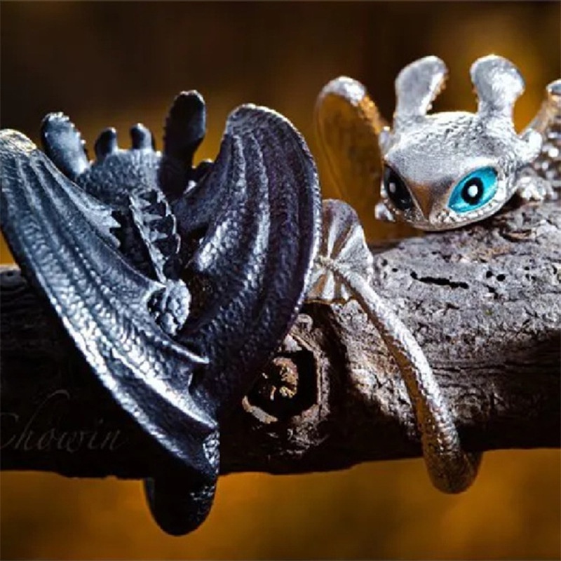 [ Fashion Cute Cartoon Fairy  Toothless Dragon Ring Adjustable Open Rings Gifts Jewelry for Friends ]