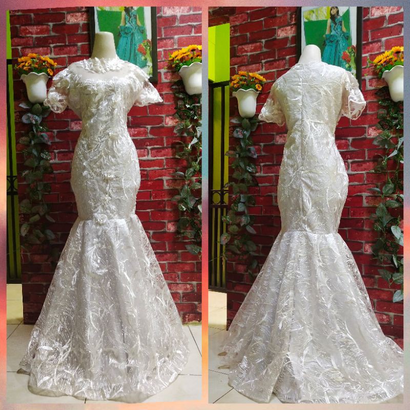 baju singer/baju penyanyi/baju akad/baju wedding/akar putih dpn blkg 3d