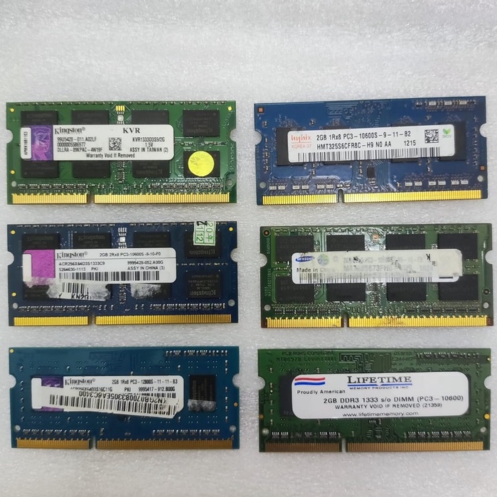 SODIMM DDR3 2GB NON L Merk Samsung, Hynix, Ramaxel, Elpida Mix