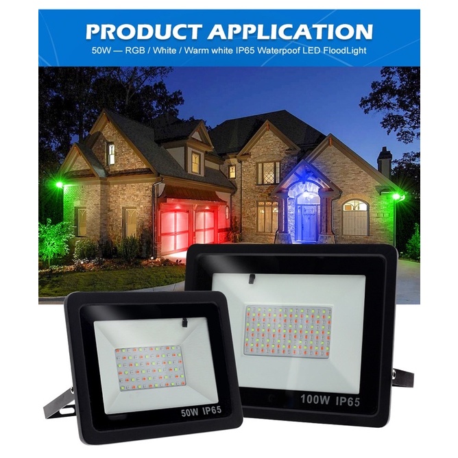 Lampu led sorot Lampu tembak rgb warna warni 100w 100 w watt awet