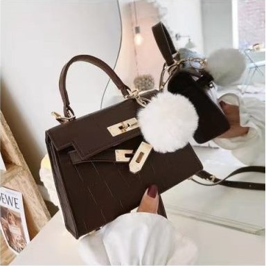 BJ64626 - BLACK/COFFEE/KHAKI/WHITE - TAS SLEMPANG SALE FREE GANTUNGAN POM BULU WANITA FASHION IMPORT MODIS ELEGAN TERMURAH TERLARIS TERBARU BAGSTORE JAKARTA TAS BATAM ZC4626