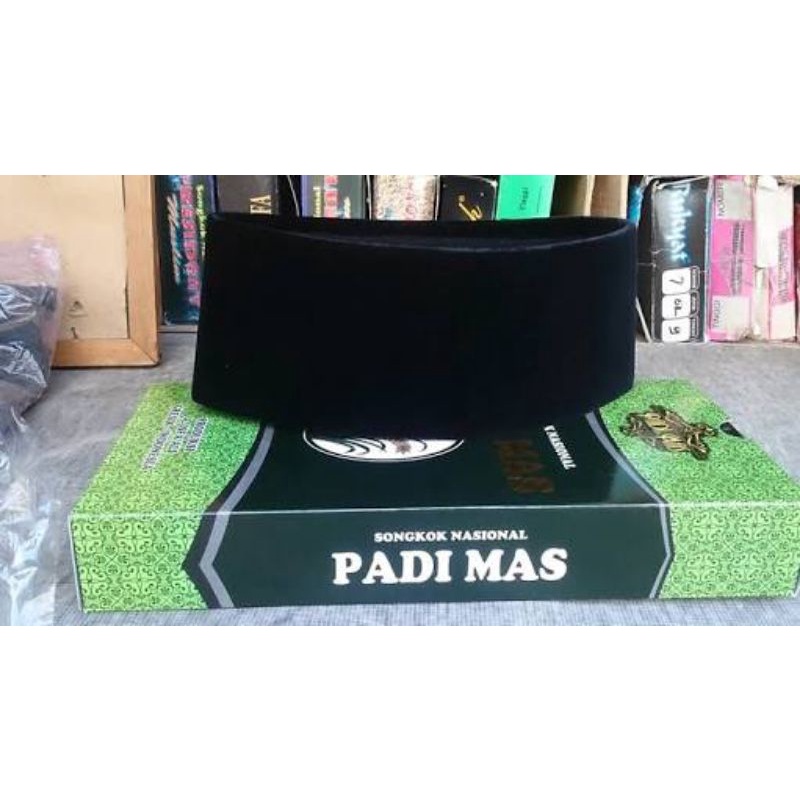 KOPIAH/PECI/SONGKOK PADI MAS HITAM POLOS (AC/ tanpa AC)