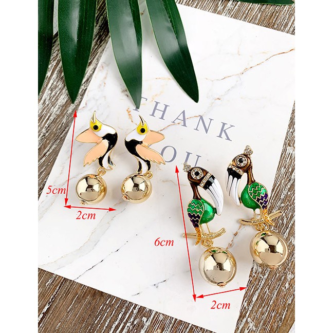 LRC Anting Tusuk Fashion Alloy Resin Bird Earrings F6525X