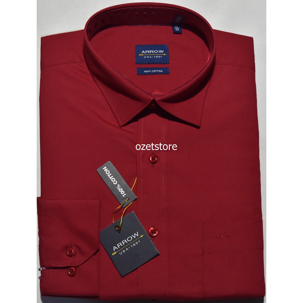 Kemeja Pria Formal Lengan Panjang ARROW Merah Reguler KAR53