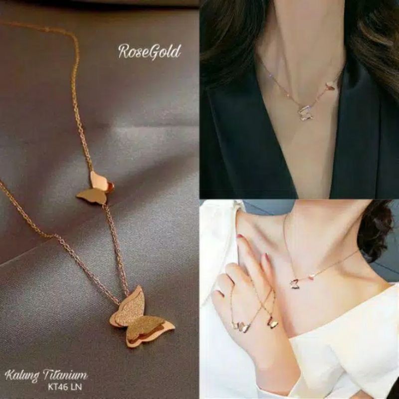 Fourfashion Kalung Titanium Rantai Rose gold KT35-46 LA