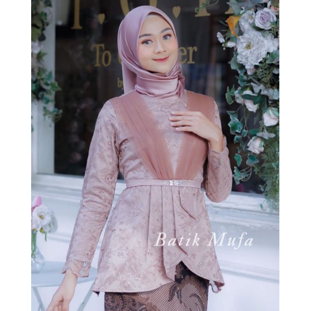 SET COUPLE AVEENA DUSTY PINK / BROWN / MAUVE KEBAYA WISUDA TERBARU KEBAYA LAMARAN KEBAYA TUNANGAN 2022 BATIK COUPLE