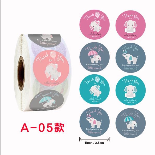 

Sticker Stiker Roll Label Cookies ELEPHANT A05