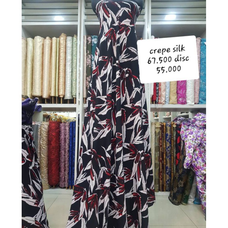 Kain Crepe chiffon sifon silk sutra motif