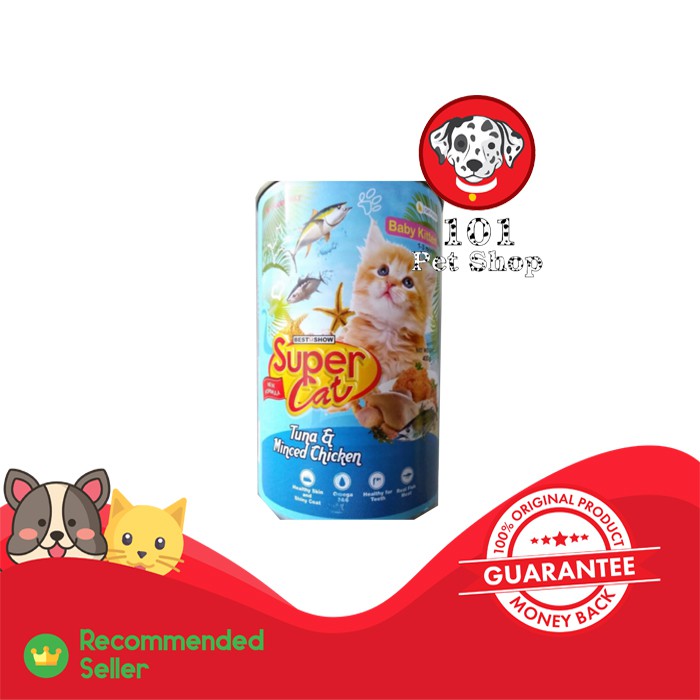 MAKANAN KUCING SUPER CAT BABY KITTEN TUNA &amp; MINCED CHICKEN 400GR