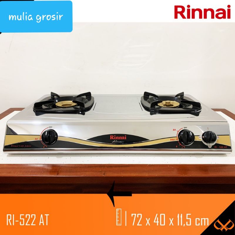 Kompor Rinnai Stainles Isi Timer RI 522 AT / Kompor Gas Rinnai Timer RI 522AT