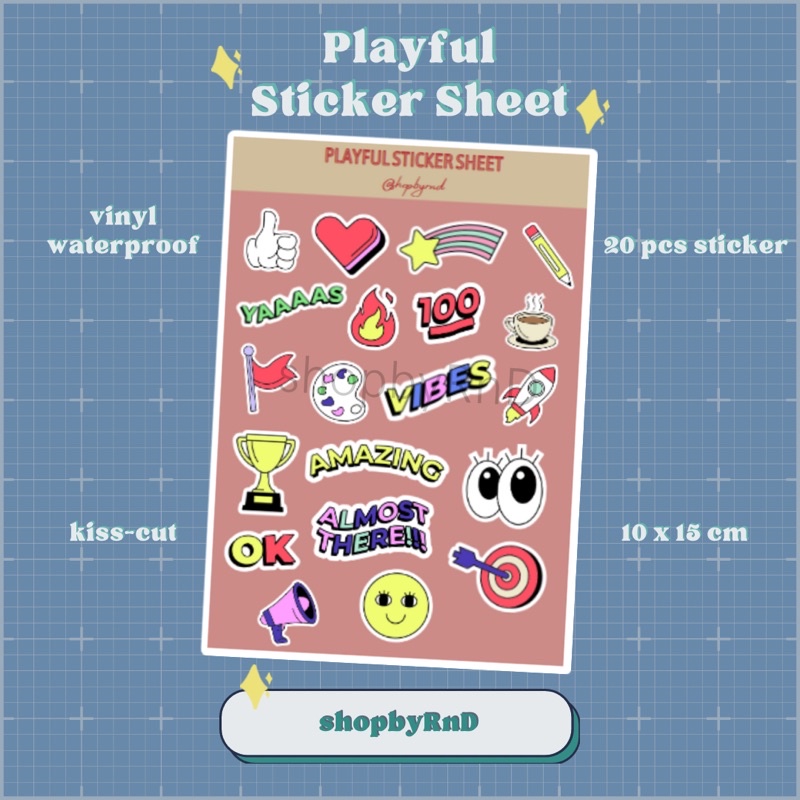 

Playful Sticker Sheet Deco Aesthetic Kiss Cut
