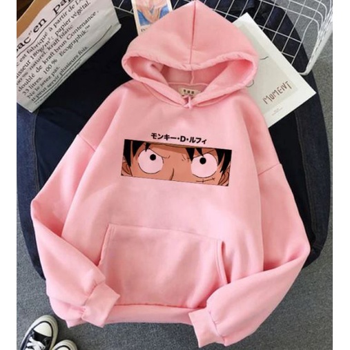 Sweater Hoodie LUFFY EYES Jumper Anime ONE PIECE Pria Wanita Bahan Fleece Size S M L XL XXL XXXL