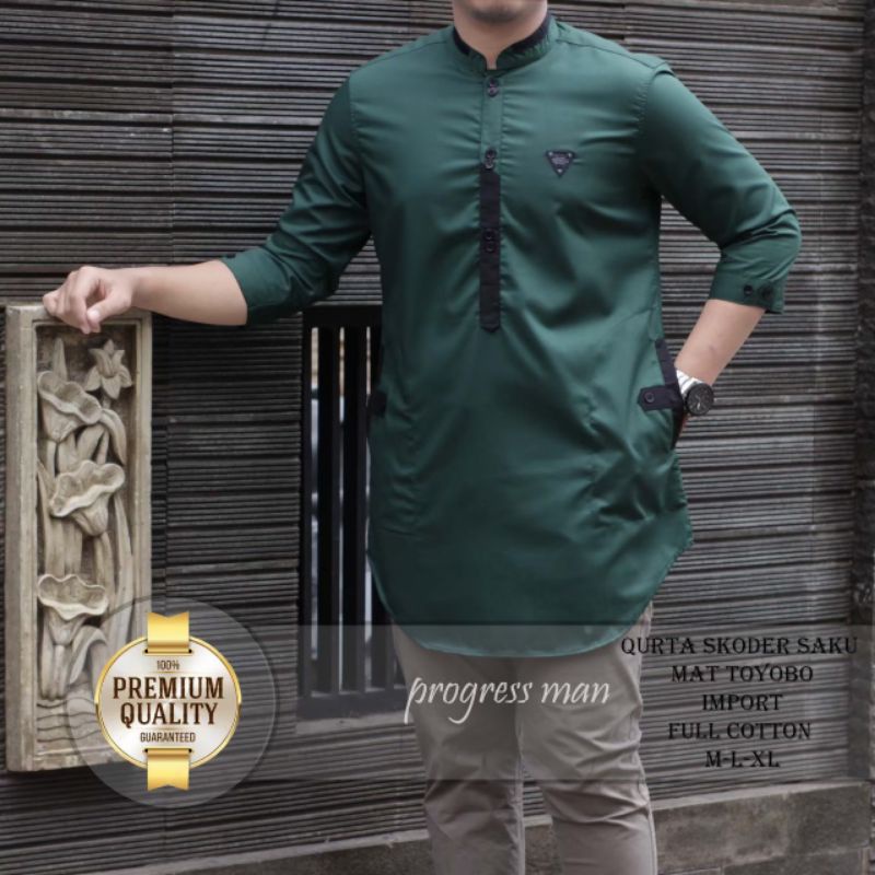 baju Koko putih pria mode pangsi , baju muslim pria premium original progresman