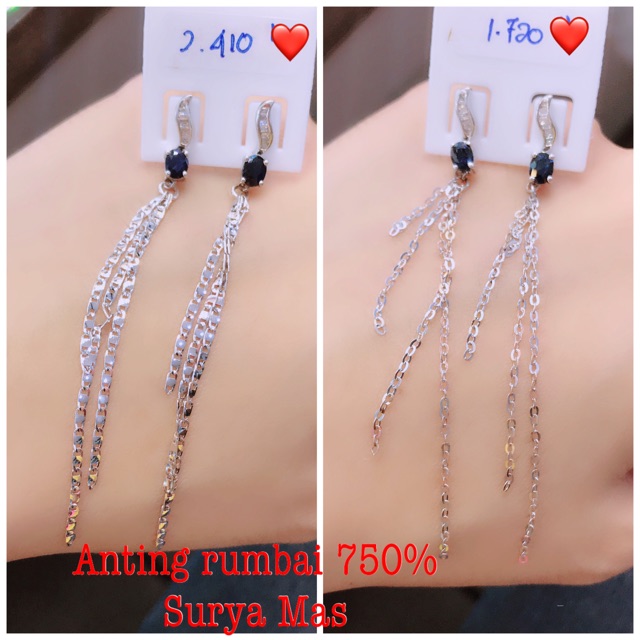 Anting panjang emas 750%