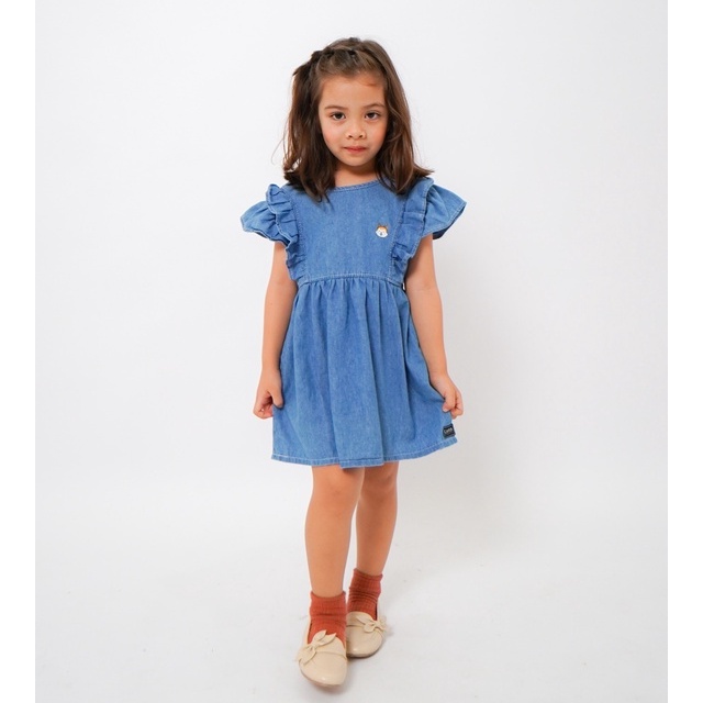 Carva Atasan anak dress jeans anak Rapunzel denim original realpict