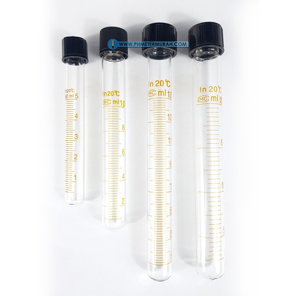 Glass Test Tubes Borosilikat With Black Screw Tabung Reaksi Kaca skala ukuran