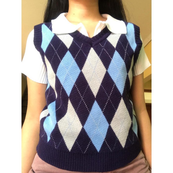 Promo nih  Diamond Knitted Vest Rompi rajut unisex kekinian Korea style terbaru Premium Quality
